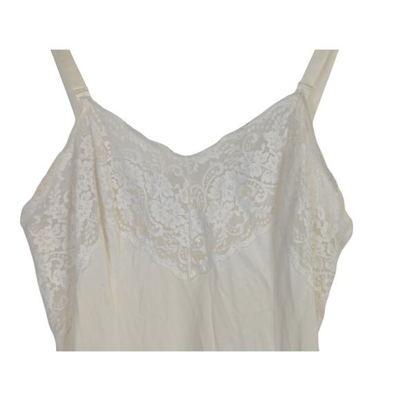 Vtg Wonder Maid Slip Dress Womens Medium White Lace Slinky Sleek Midi Coquette - Picture 2 of 9